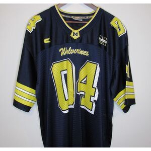 Michigan Wolverines #04 Jersey Colosseum Athletics Navy Blue & Yellow